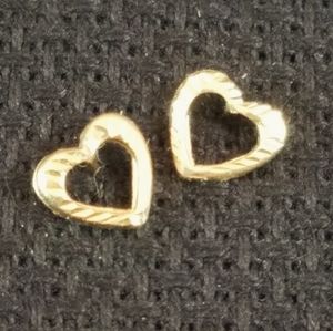 14K Yellow Gold Open Heart Post Earrings